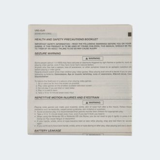 Health and Safety precautions Booklet Nintendo DS handleiding